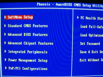 Main BIOS menu