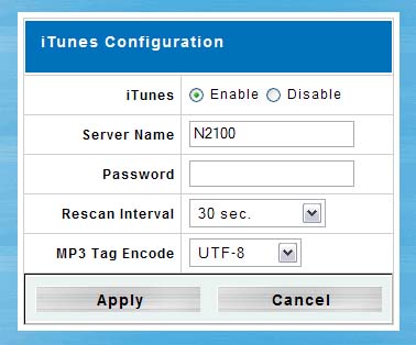 Thecus N2100 iTunes service