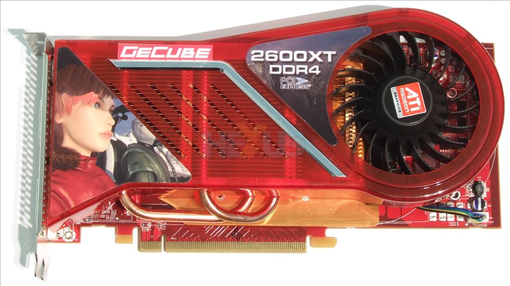 In contrast with Sapphire, GeCube goes for a larger PCB and more extensive cooling for its non-reference Radeon HD 2600 XT.