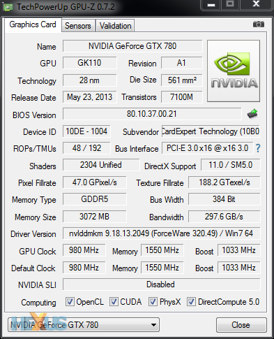 Gainward gtx 780 on sale phantom