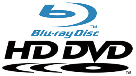 Blu-ray Disc and HD DVD logos stacked