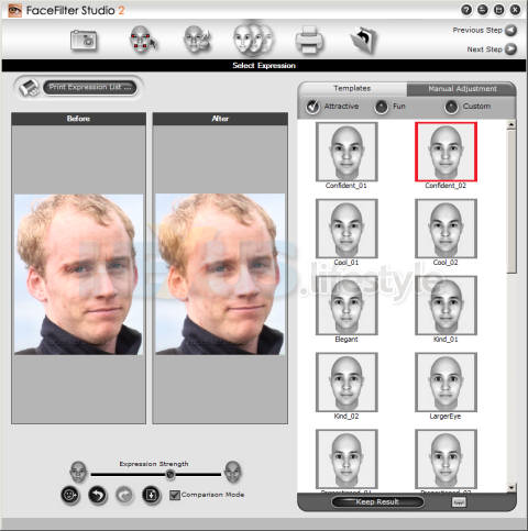 FaceFilter Studio 2 - Choosing facial expression