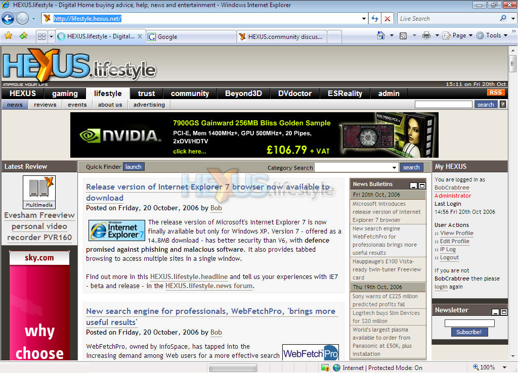 IE7 running on Vista at