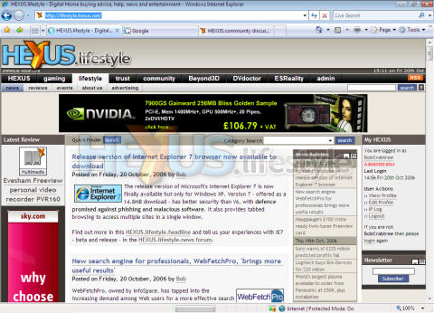 Internet Explorer 7 under Vista