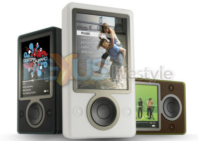 Microsoft's first Zune player in black, white or brown