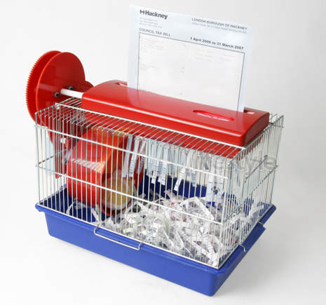 Tom Ballhatchet's hamster-powered paper-shredder