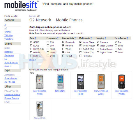 Mobilesift site - doing 02 search