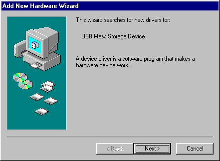 No USB stick drive support native in Win98 SE
