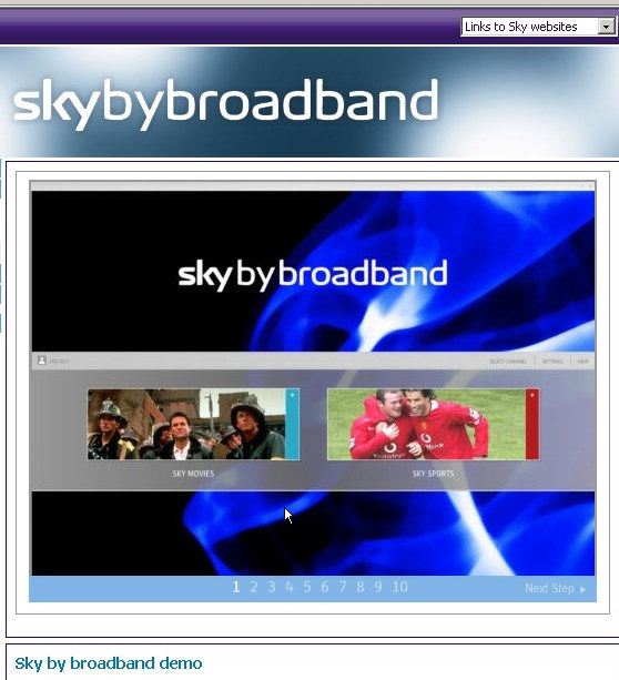 Demo Sky by broadband - choosing between movies and sport