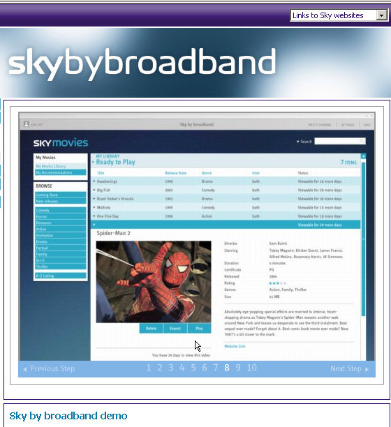 Sky by broadband demo - movie ready to play