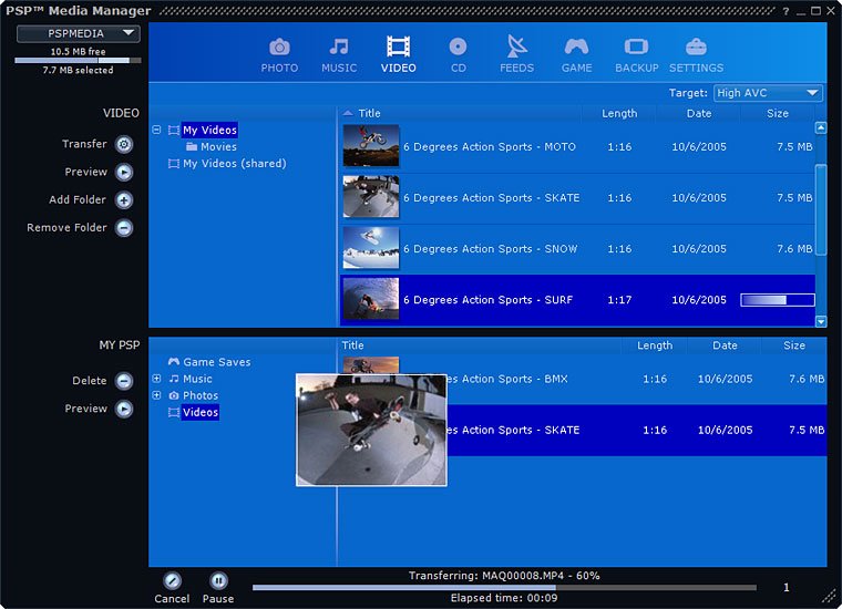 Sony PSP Media Manager - Video