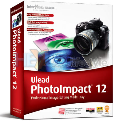 Ulead PhotoImpact 12 retail box Ulead PhotoImpact 12 is a complete image-editing suite. Choose powerful yet easy-to-use tools and share in your photos, greeting cards, labels, calendars, prints, e-mail. ExpressFix mode is perfect for beginners to get started fast.