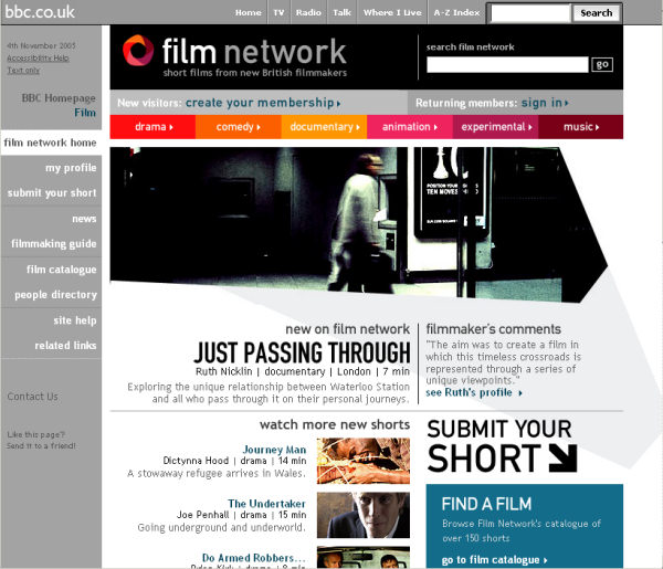 BBC Film Network home page