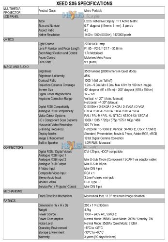 SX6 specs