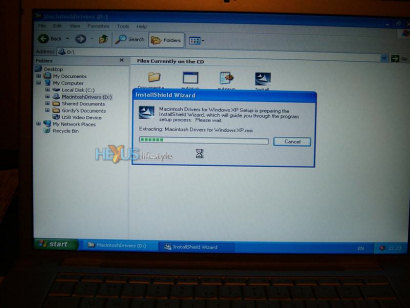 Installing drivers from the Boot Camp-created XP drivers CD