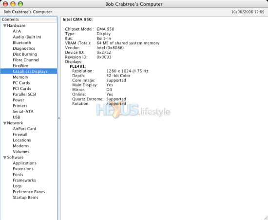 Apple System Profile Graphics