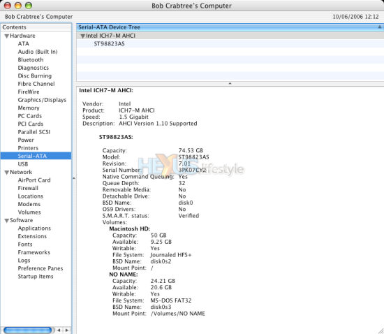 Apple System Profile Serial-ATA