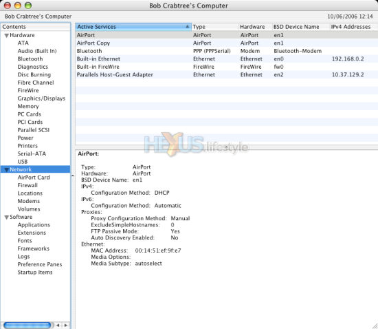 Apple System Profile Network overview