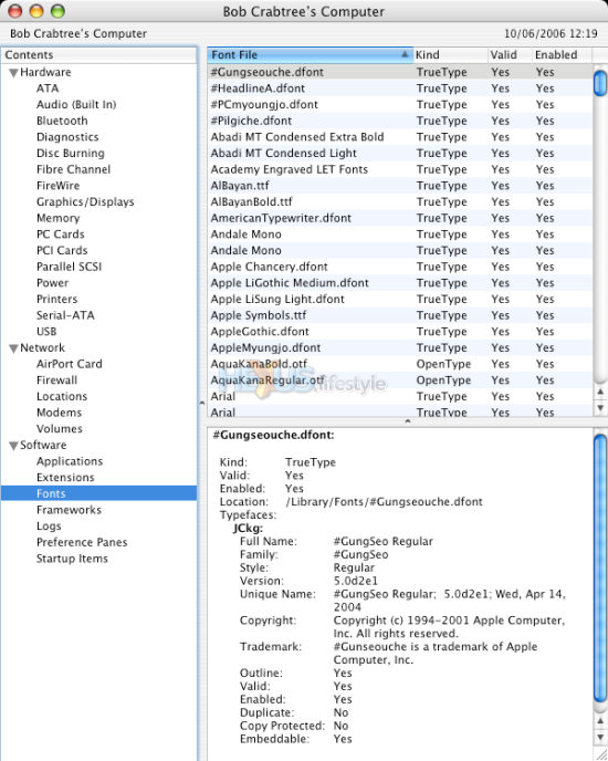 Apple System Profile Fonts overview