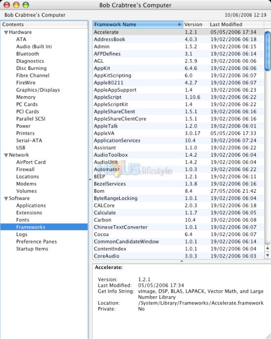 Apple System Profile Frameworks