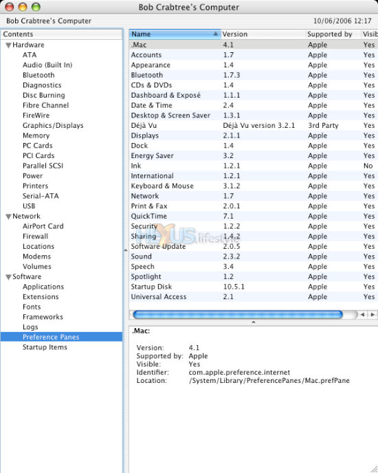 Apple System Profile Preferences