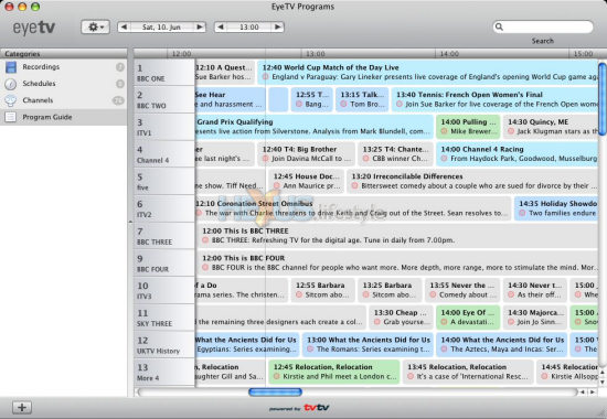 eyetv's TV programming guide