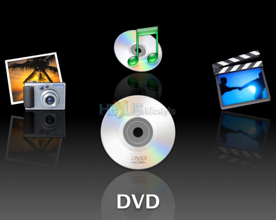 Mac OS X Front Row showing DVD option