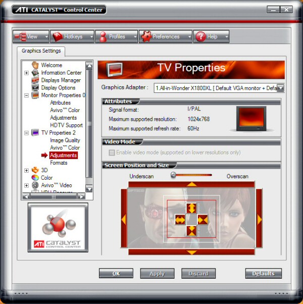 Catalyst Control Panel TV Properties