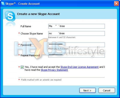 Creating a Skype account - page 1 of 2