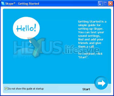 Skype startup wizard - opening screen