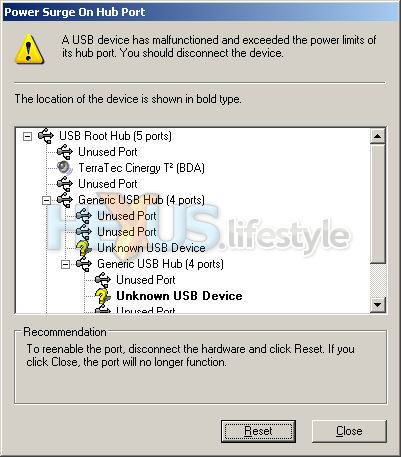 USB Power-surge warning - second screen