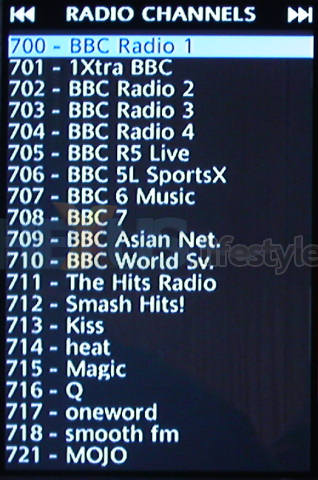 radio channels list - page one