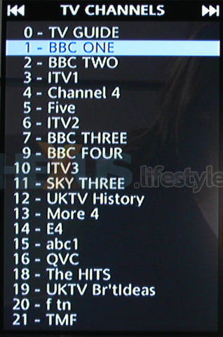 TV channels list - page one