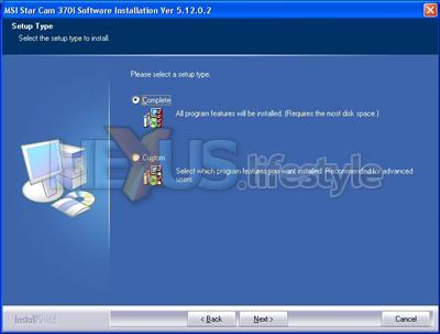 MSI StarCam 370i installer custom option