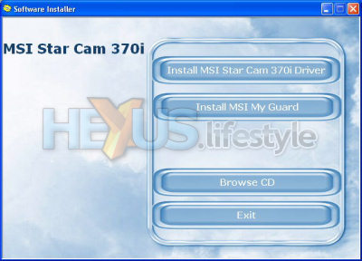 MSI StarCam 370i installer front end