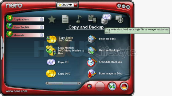 Nero StartSmart front-end - copy and backup tasks for CD and DVD - page 1 of 2