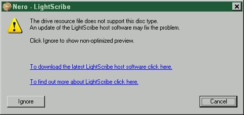 LightScribe error prior to update of API