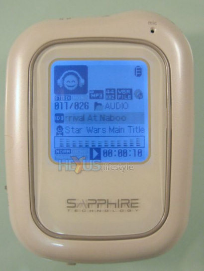 Sapphire 512MB Ivory Digital Audio Player - showing display