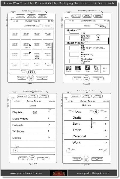 Apple patent for displaying lists