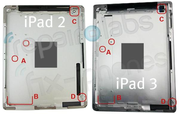 Apple iPad 2 vs iPad 3 rear shell