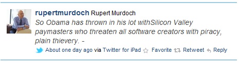 Rupert Murdoch SOPA tweet.