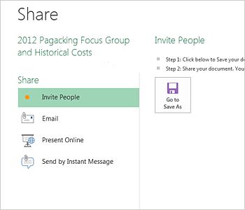Microsoft Office 2013 Excel sharing