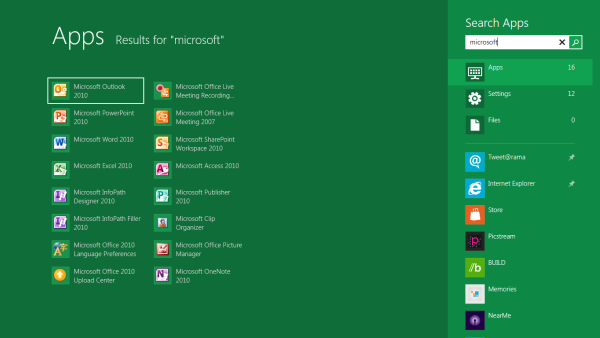 Windows 8 App Search Results