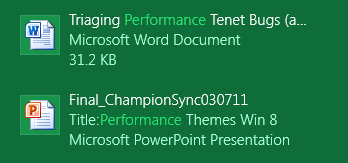 Windows 8 Search Result Hilighting