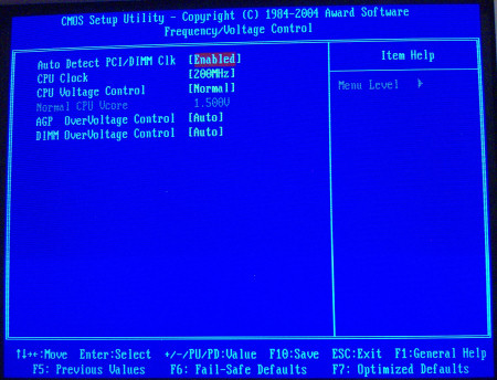 BIOS Frequency and Voltage Control