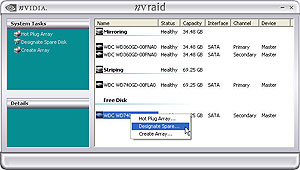 NVRAID designate a spare disk