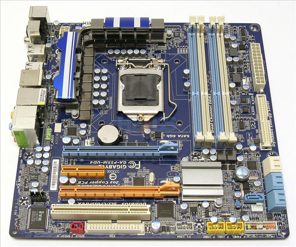 Gigabyte P55M-UD4 microATX motherboard for Intel Core i5/i7 CPUs