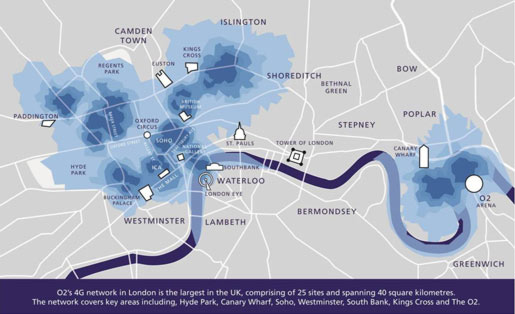 Map of O2 4G availability