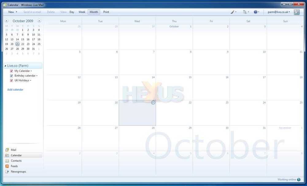Windows Calendar Vista